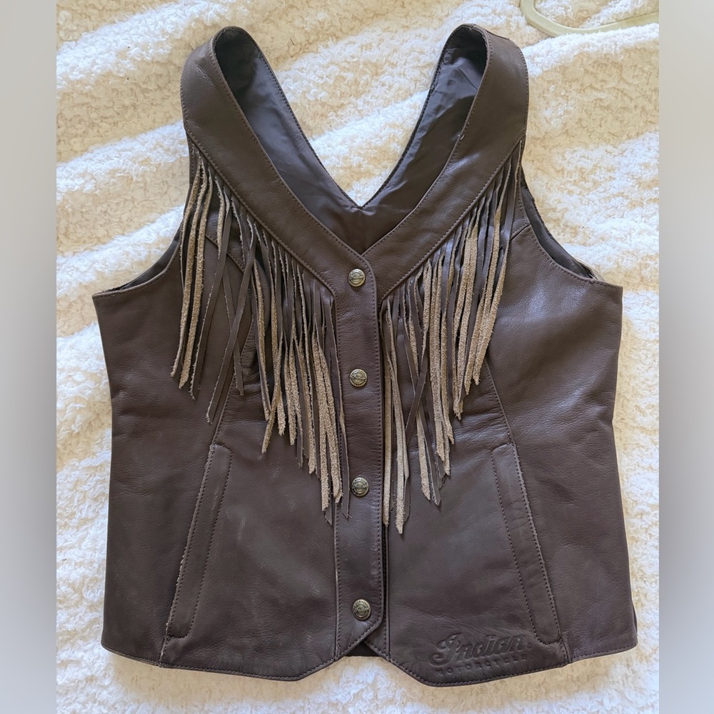 Women's Brown Fringe Leather Vest